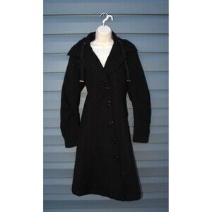 Sisjuly Peacoat Sz XXL Black Soft 100% Polyester Fit Flare Coat Womens Winter
